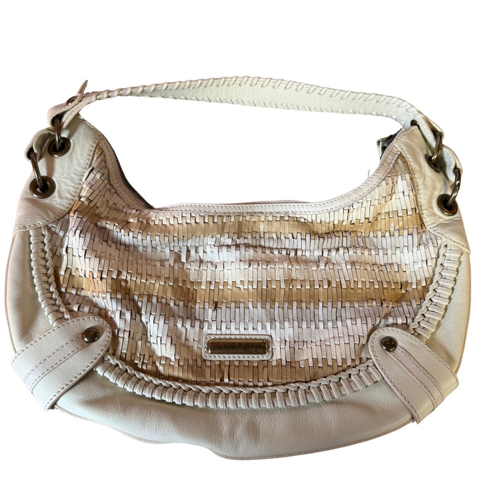Isabella Fiore White Woven Leather Crescent Bag - Picture 3 of 10